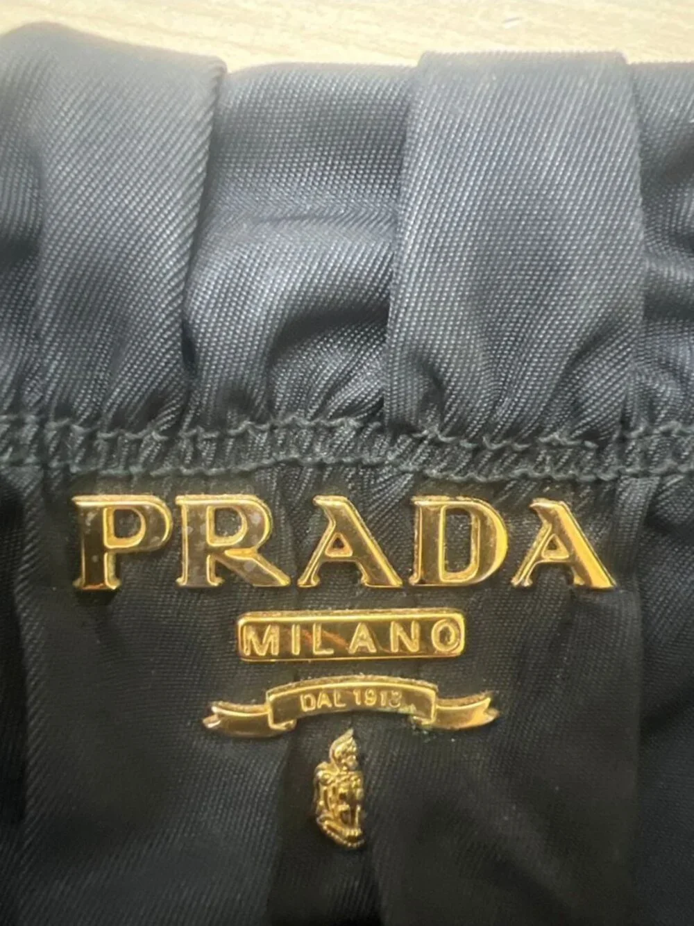 Prada Tessuto Nylon Gathered Leather Tote Shoulder Hand Black